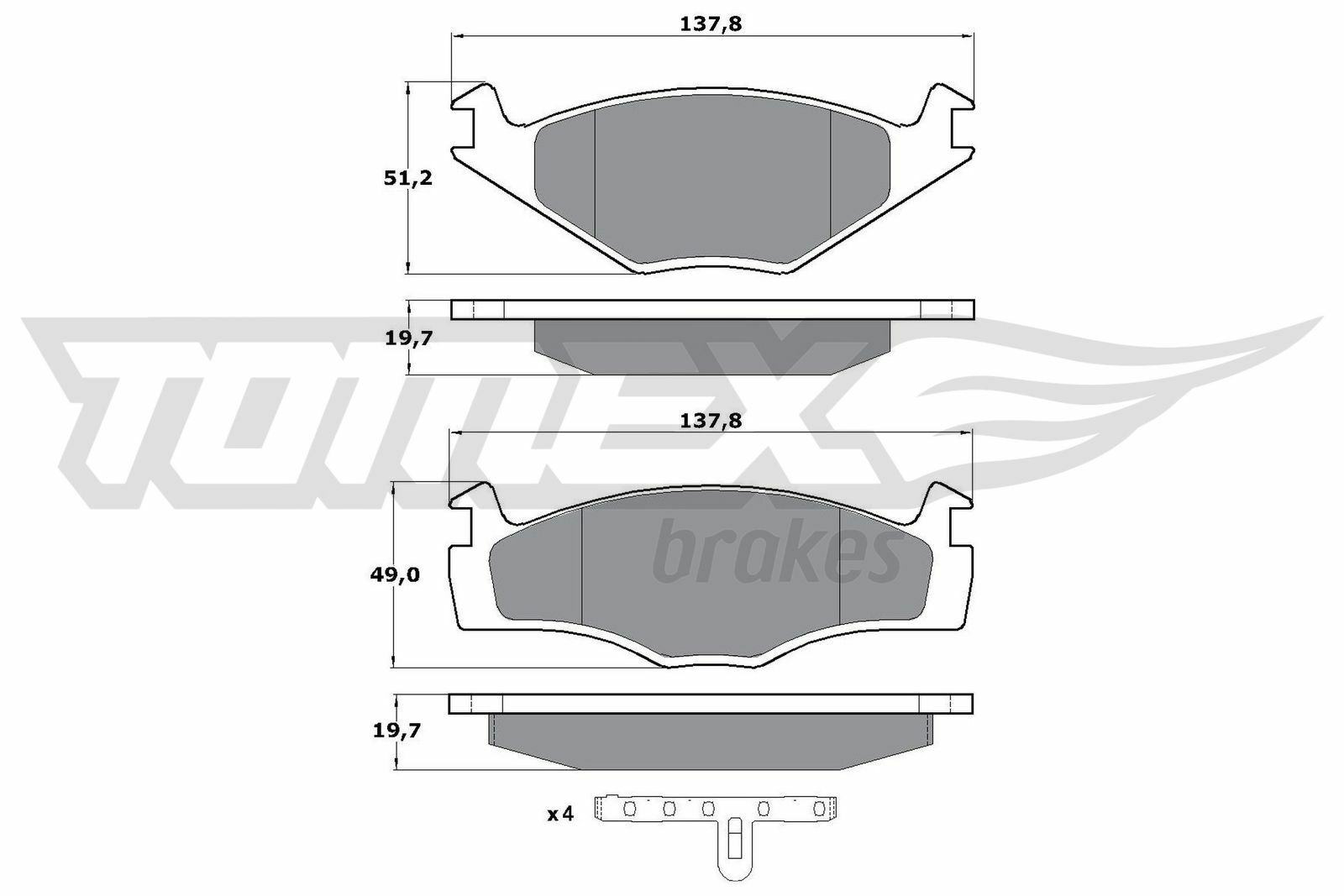 Sada brzdových destiček, kotoučová brzda TOMEX Brakes